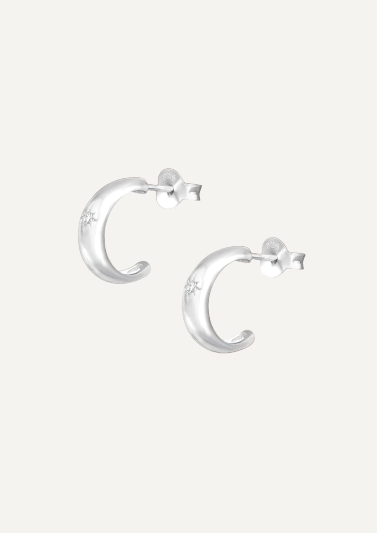 The Starshine Sterling Silver Half Hoop Earrings - Molten Store