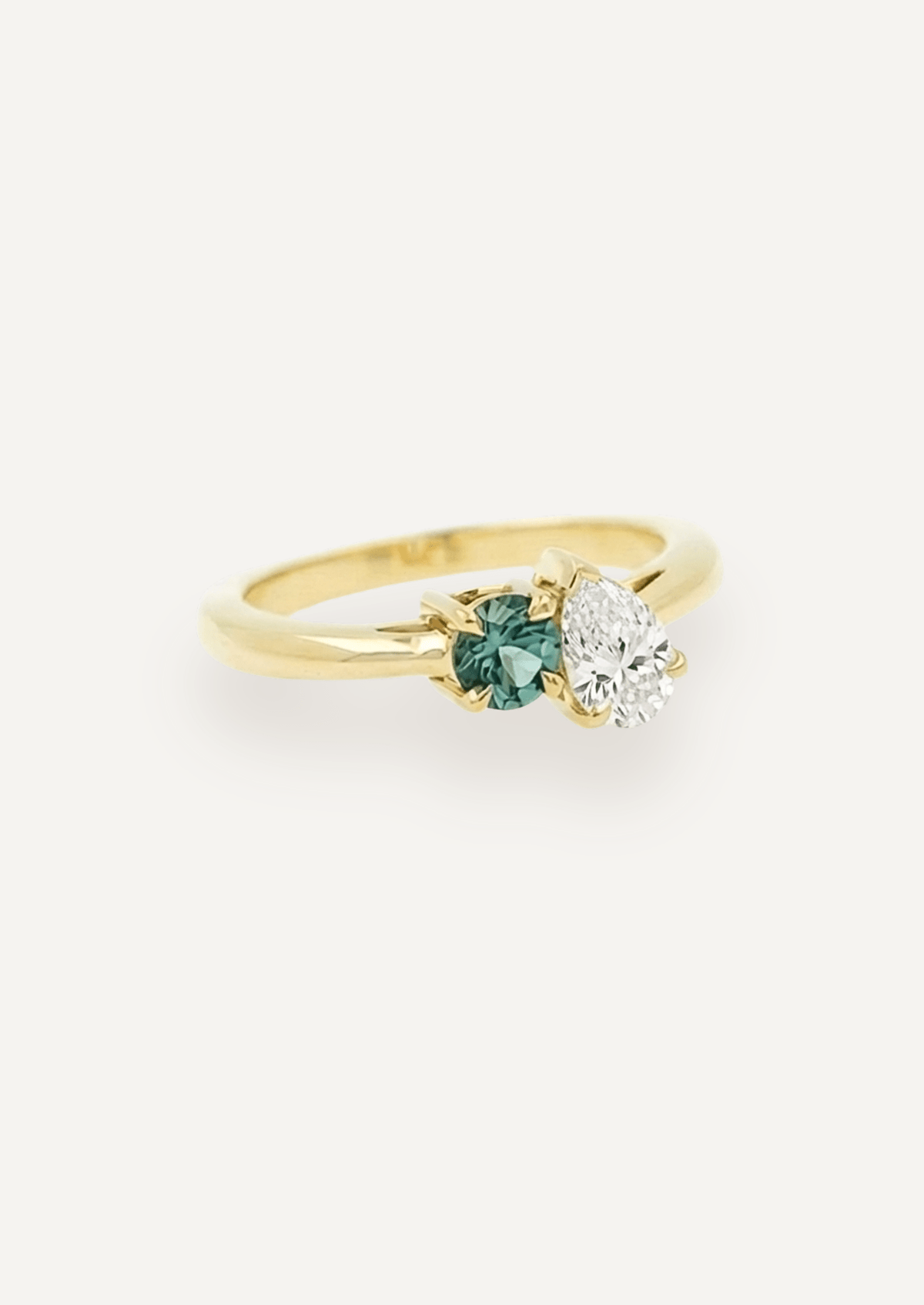 The Toi Et Moi Ring with Round Brilliant Sapphire and Pear Diamond (1.28ct TCW) - Molten Store