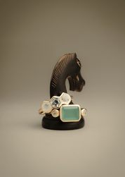 The Vena Ring with Aqua Chalcedony and Moonstone - Molten Store