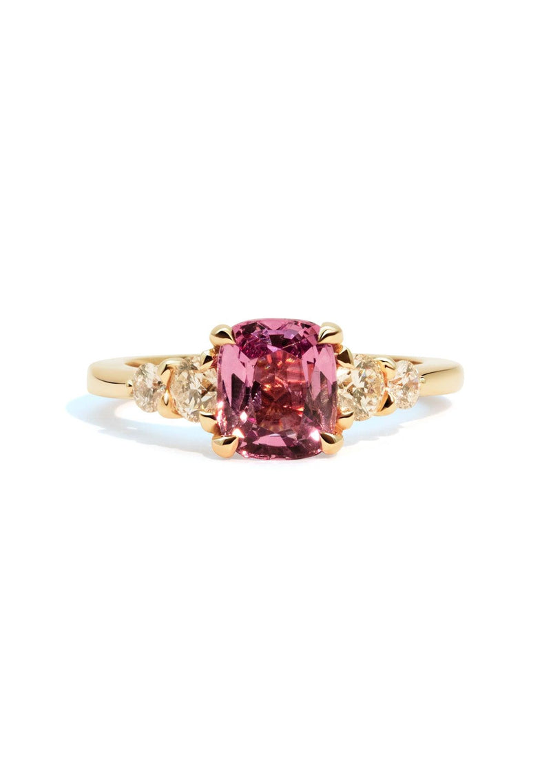 The Vera 18ct Yellow Gold Ring with 1.94ct Cushion Cut Pink Spinel