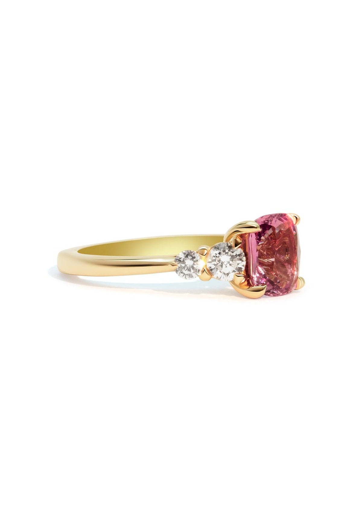 The Vera Ring with Cushion Cut Pink Spinel design detail
