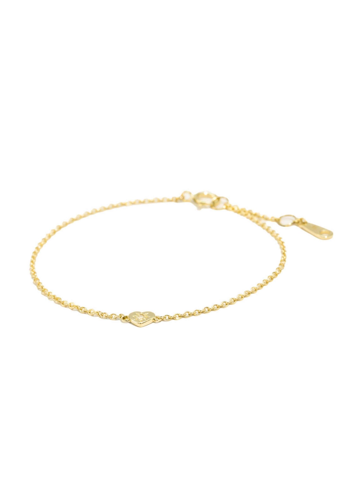 The Solid Gold Diamond Heart Bracelet