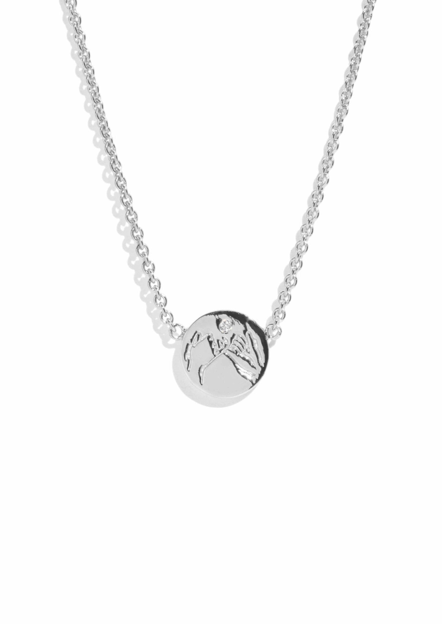 The Mini Pinky Promise Diamond Silver Necklace
