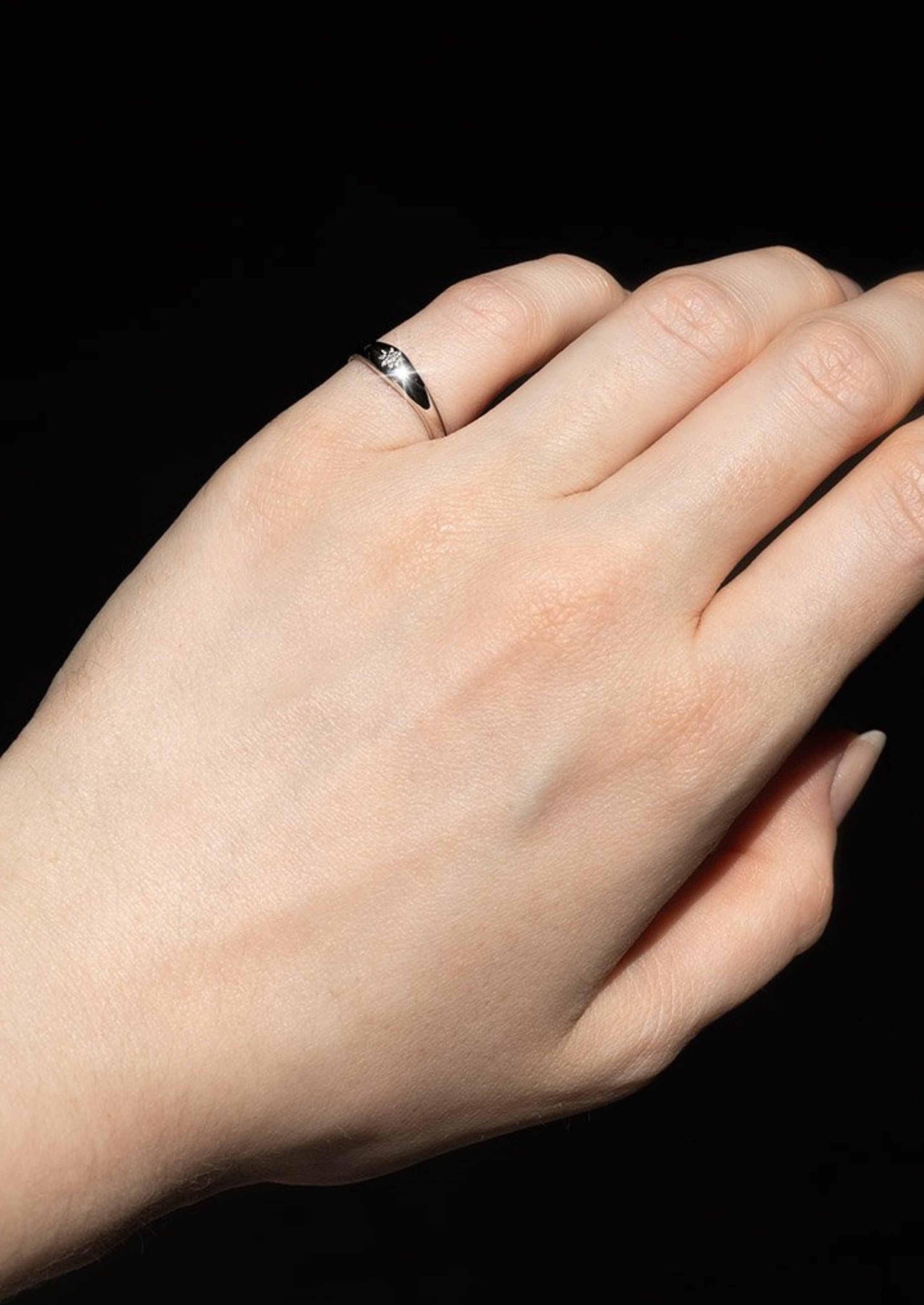 The Silver Diamond Mini Compass Signet