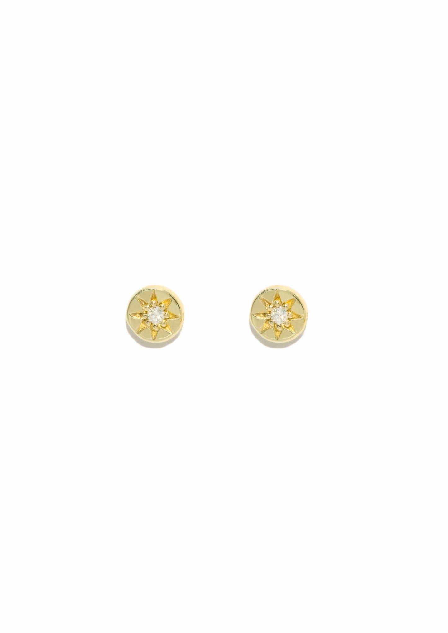 The Solid Gold Diamond Compass Stud Earrings