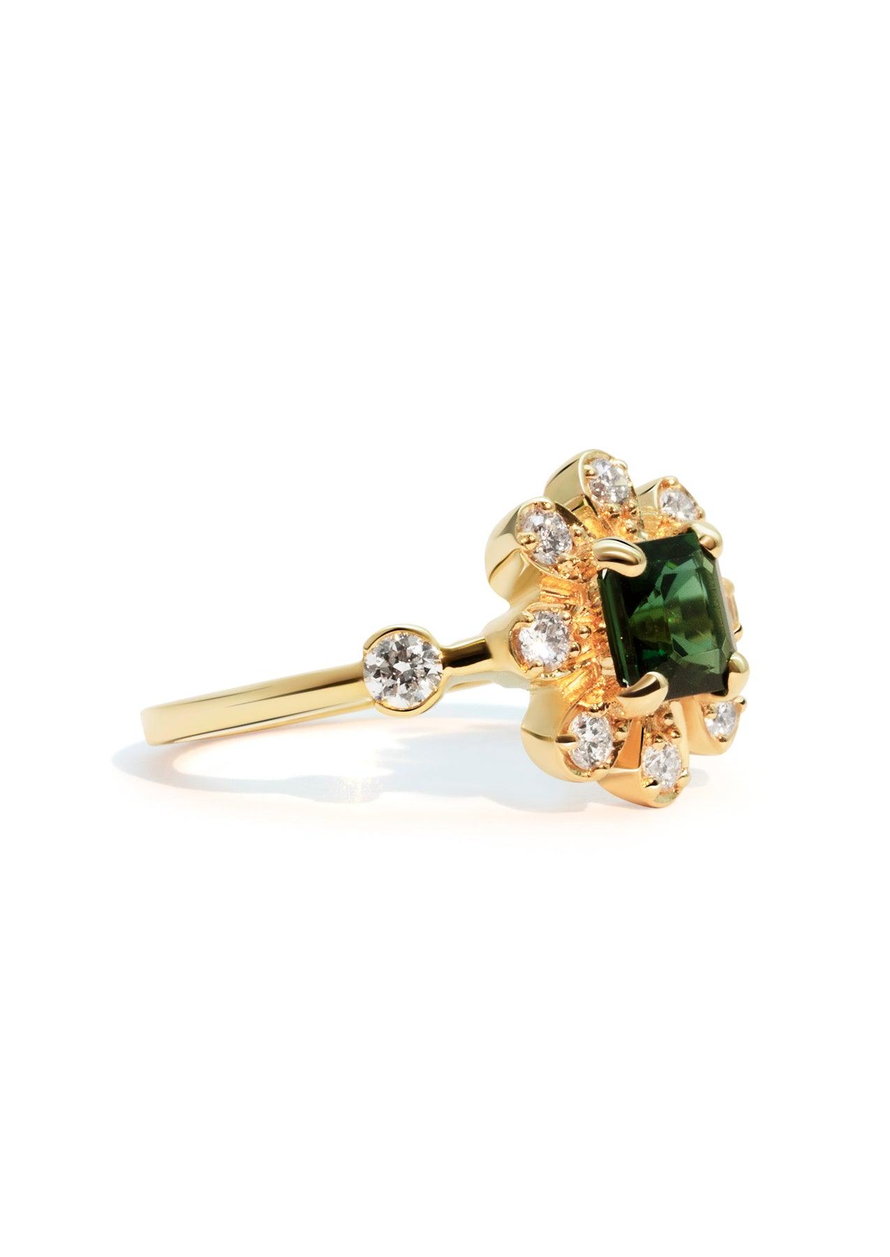 The Flora Ring with 1ct Princess Green Tourmaline - Molten Store