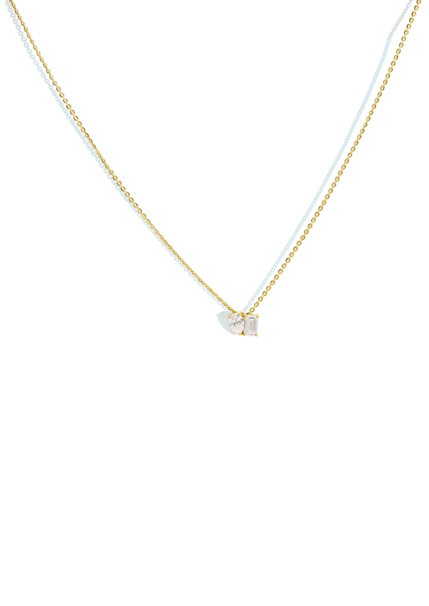The Toi Et Moi Yellow Gold Cultured Diamond Necklace