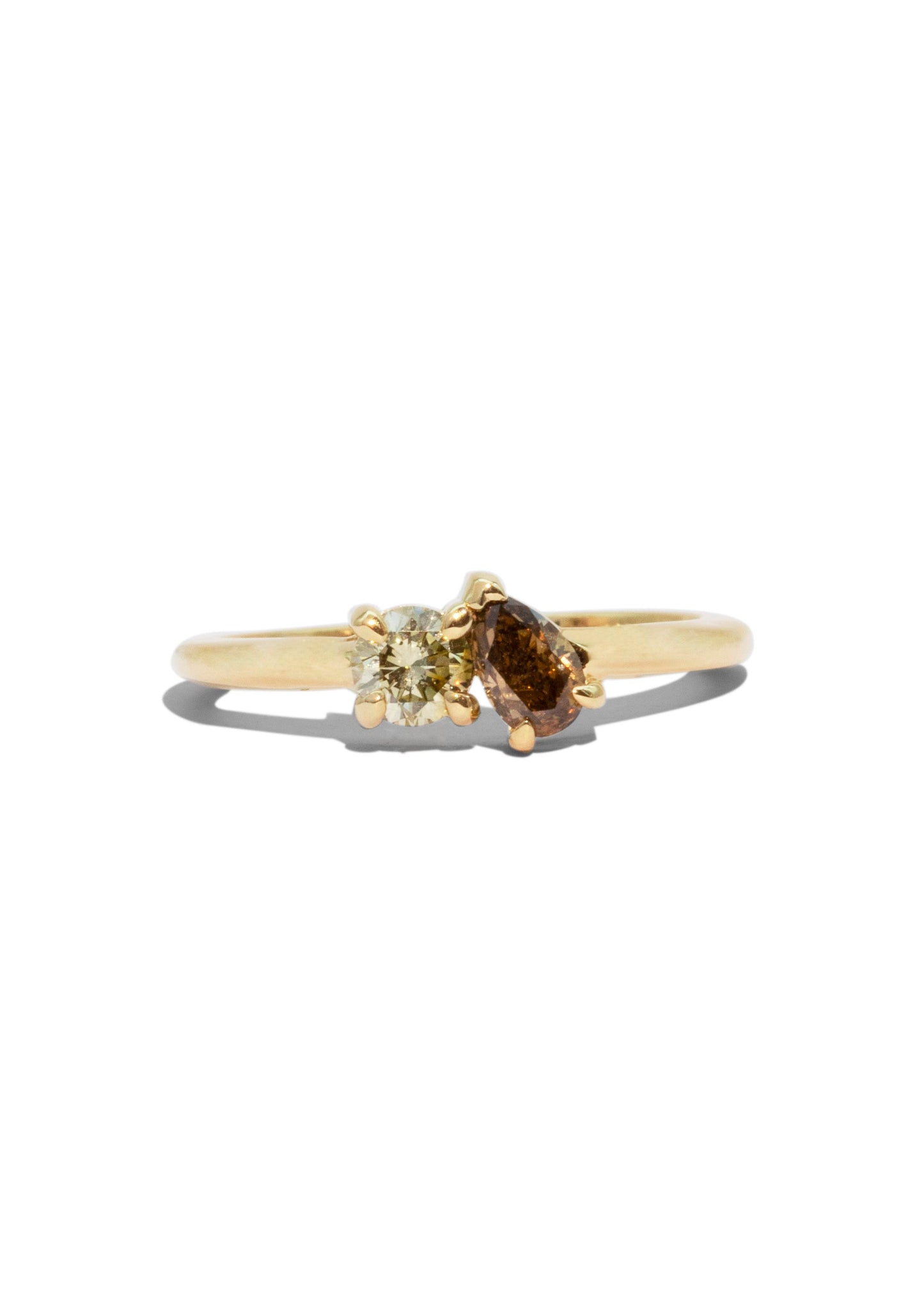The Toi Et Moi Ring with 0.3ct Champagne and 0.37ct Cognac Diamond