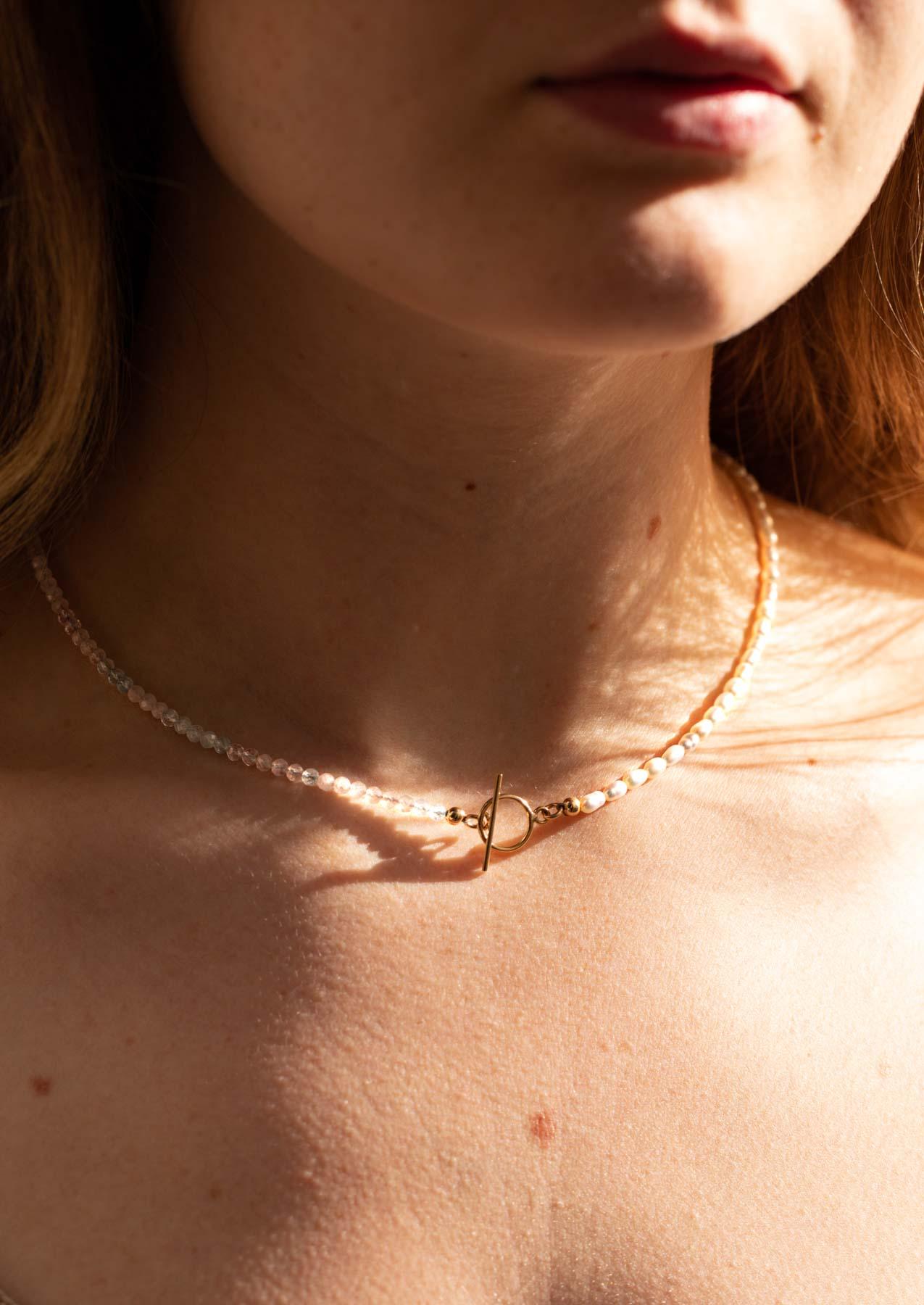 The Amaryllis Morganite and Aquamarine 14ct Gold Filled Necklace