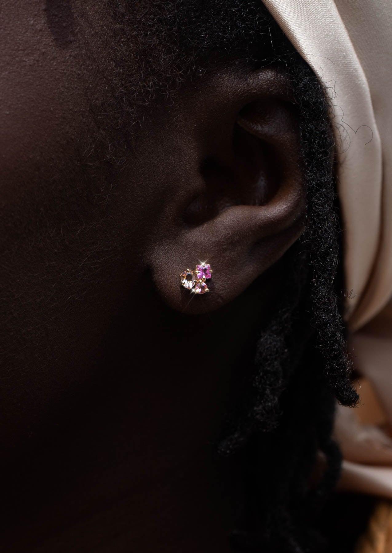 The Bellerose Sapphire & Morganite 9ct Solid Gold Stud Earring