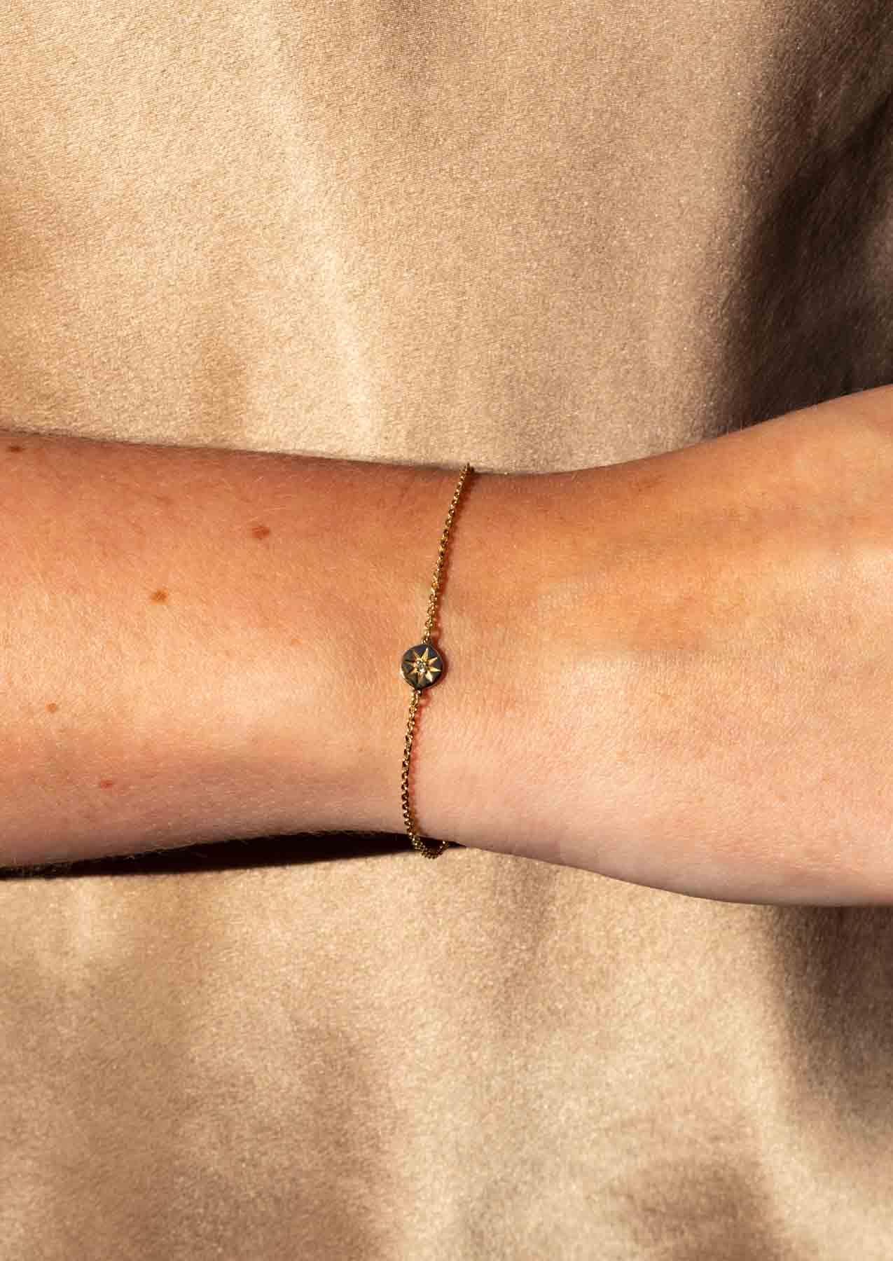 The Solid Gold Mini Diamond Compass Bracelet