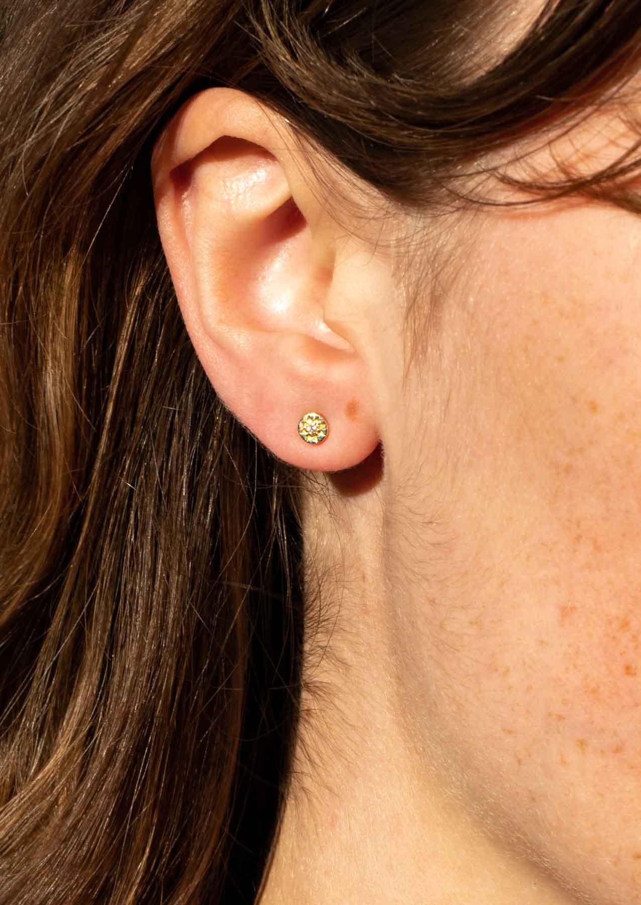 The Solid Gold Diamond Compass Stud Earrings