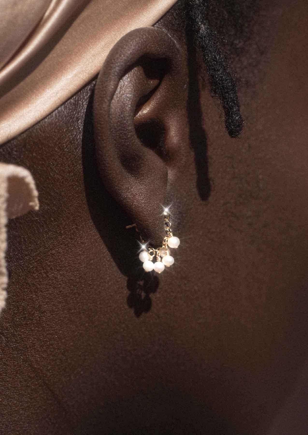 The Gold Pearl Petrichor Ear Jacket Earrings