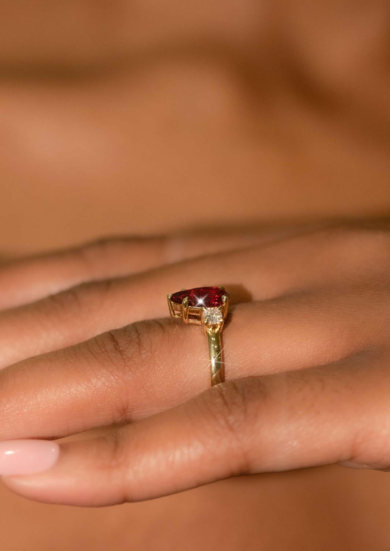 The Ada Ring with 1.91ct Pear Cherry Spinel