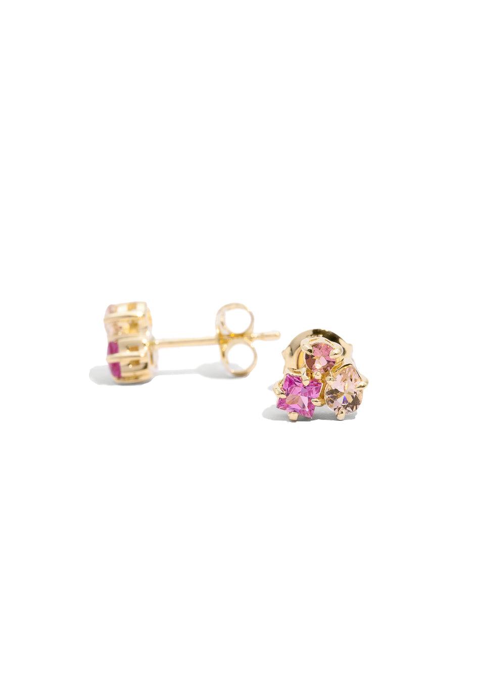 The Bellerose Sapphire & Morganite 9ct Solid Gold Stud Earring