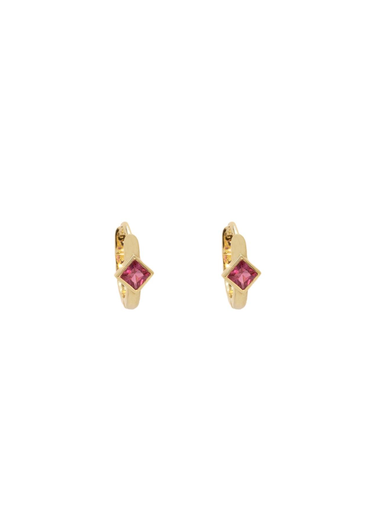 The Peach Pink Sapphire Huggie Earrings