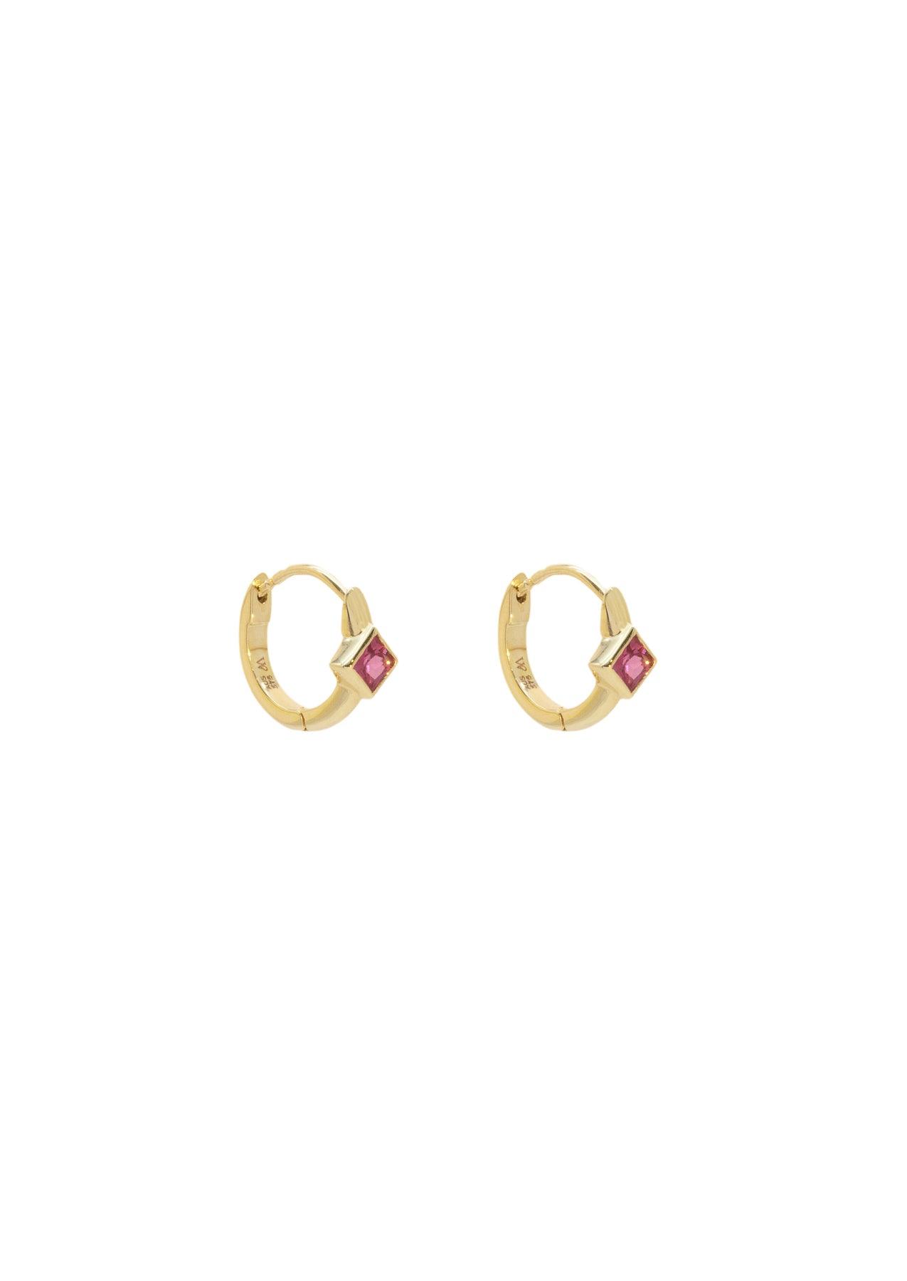 The Peach Pink Sapphire Huggie Earrings