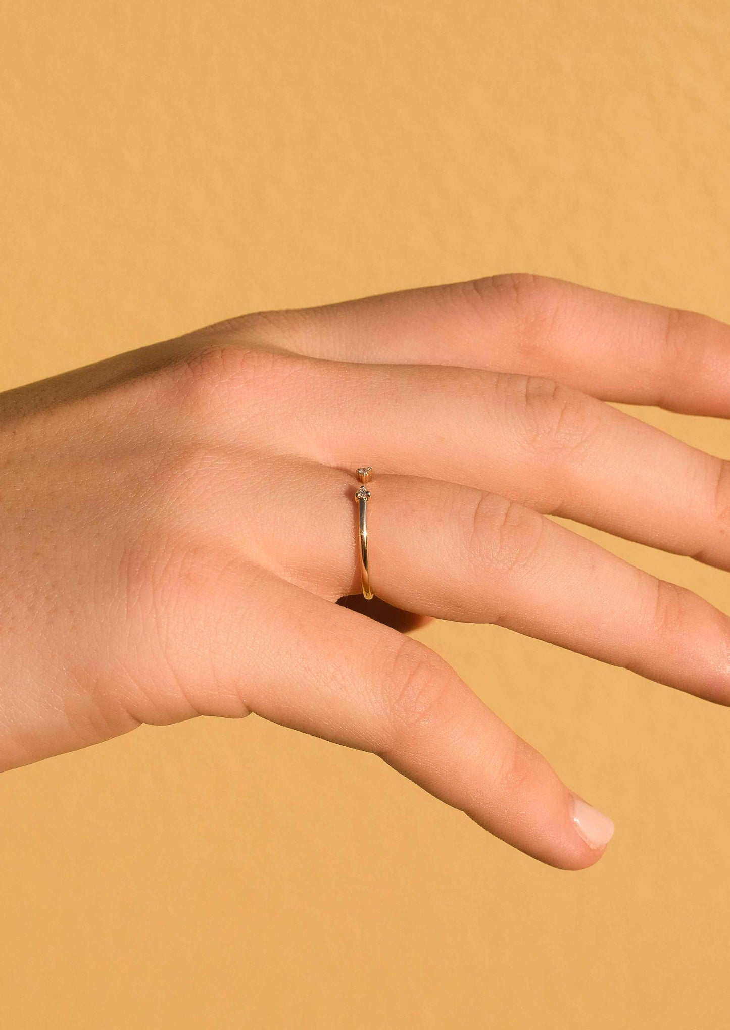 The Solid Gold Diamond Duo Ring