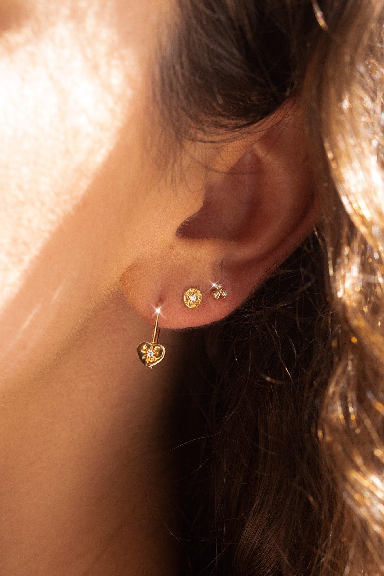 The Solid Gold Diamond Compass Stud Earrings