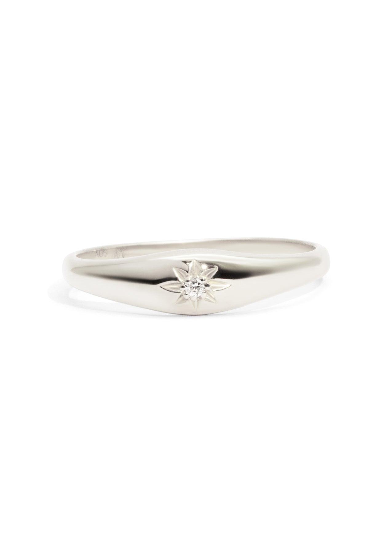 The Silver Diamond Mini Compass Signet