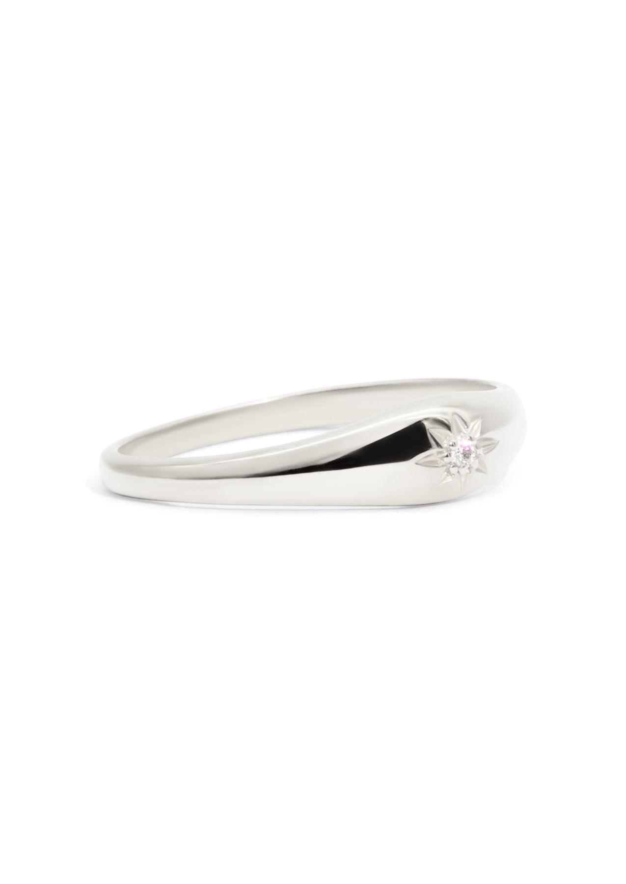 The Silver Diamond Mini Compass Signet