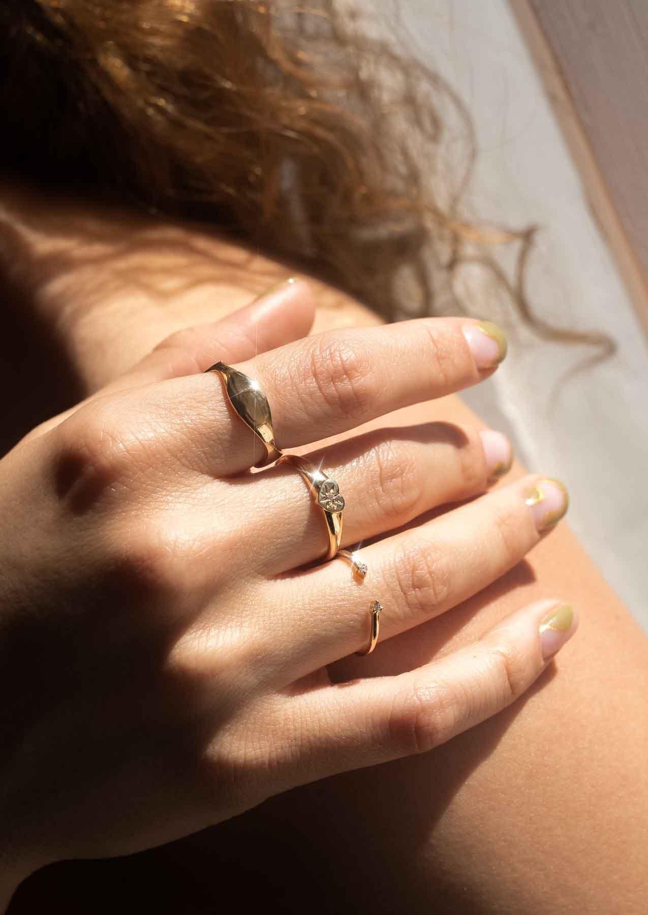The Diamond Heart 9ct Solid Gold Signet Ring