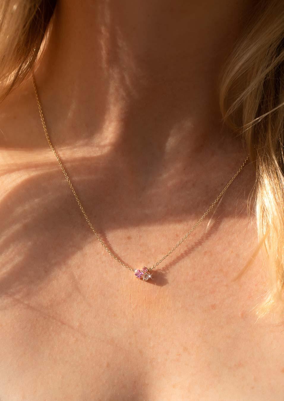 The Bellerose Necklace with Sapphire & Morganite design detail