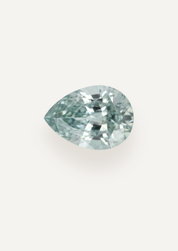 Alternate face up product view showing very pale blue in a tapered drop with an airy centre.