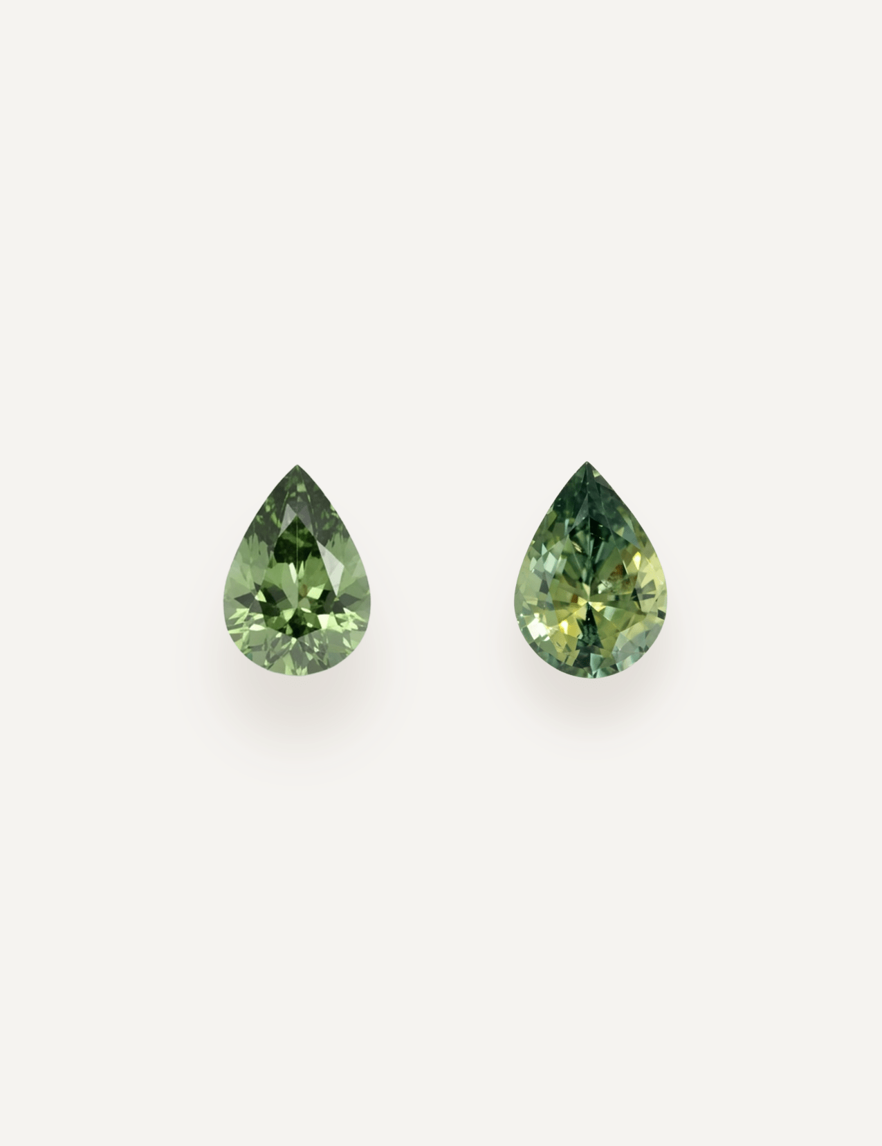 1.08 TCW Green Pear Cut Sapphire Pair - Molten Store