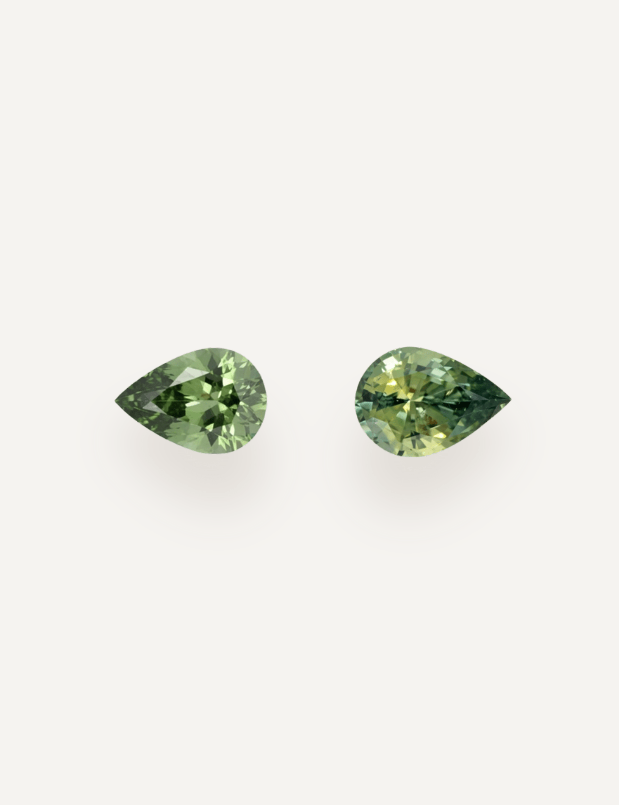 1.08 TCW Green Pear Cut Sapphire Pair - Molten Store