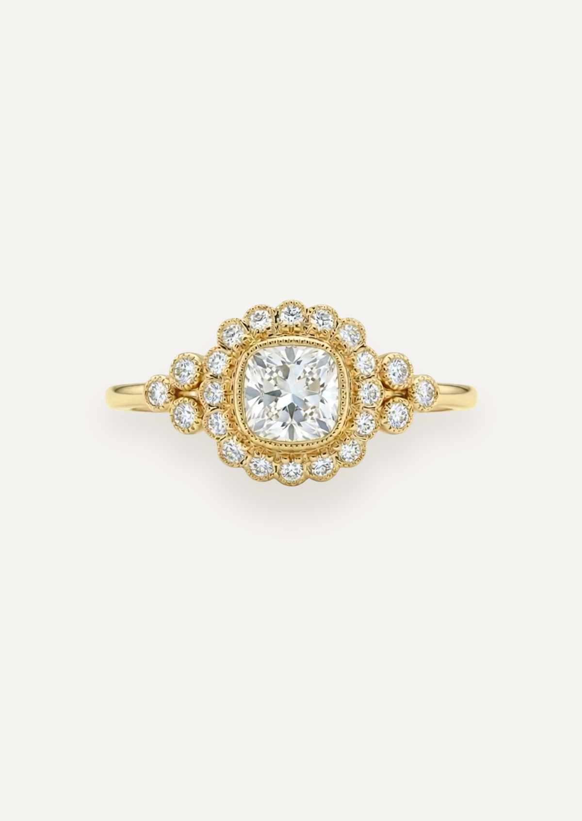The Cosima Ring with Cushion Cut Diamond