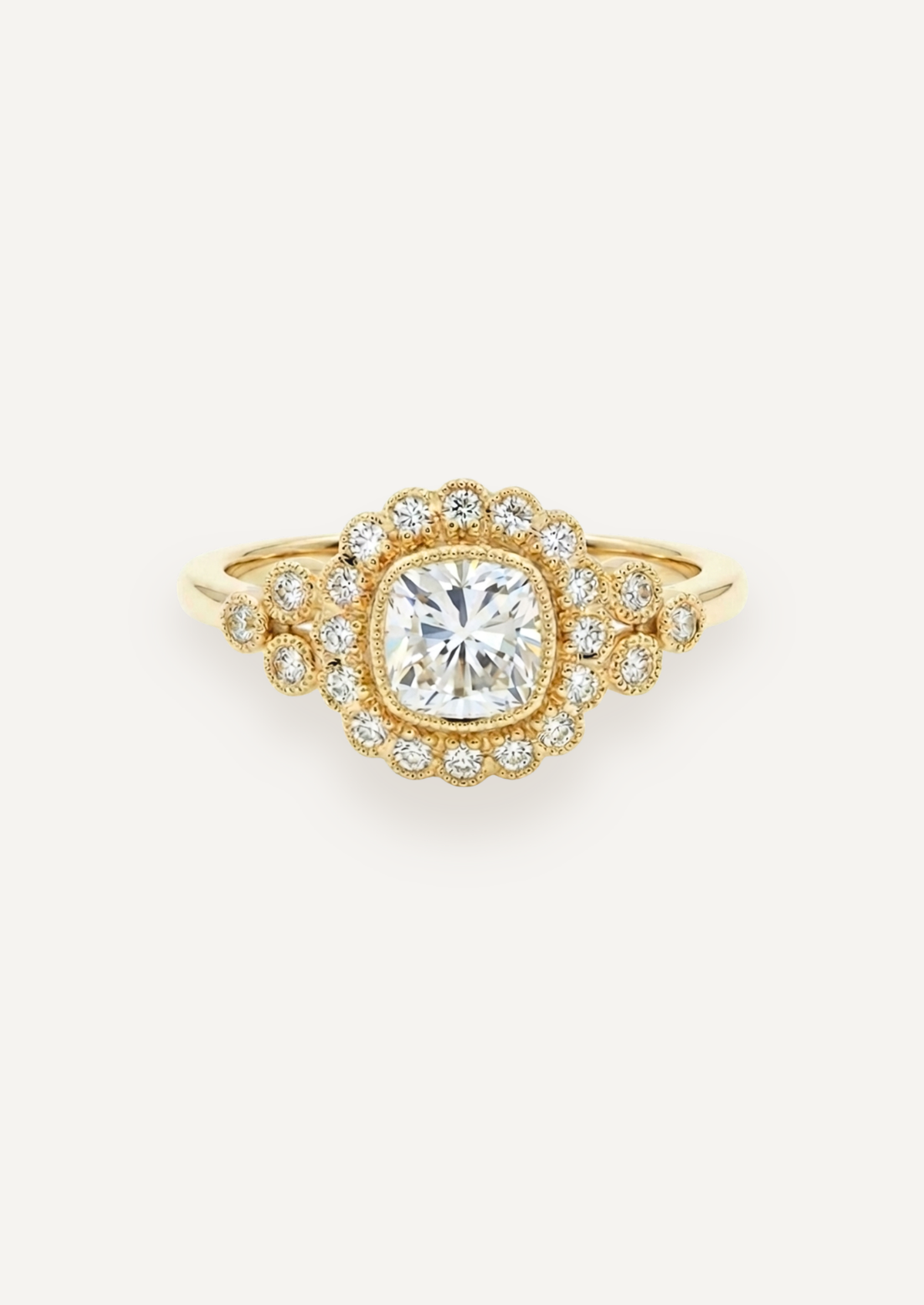 The Cosima Ring with Cushion Cut Diamond