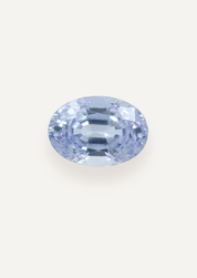 Alternate face up product view showing pale ice blue in an oval outline with a broad stepped centre.