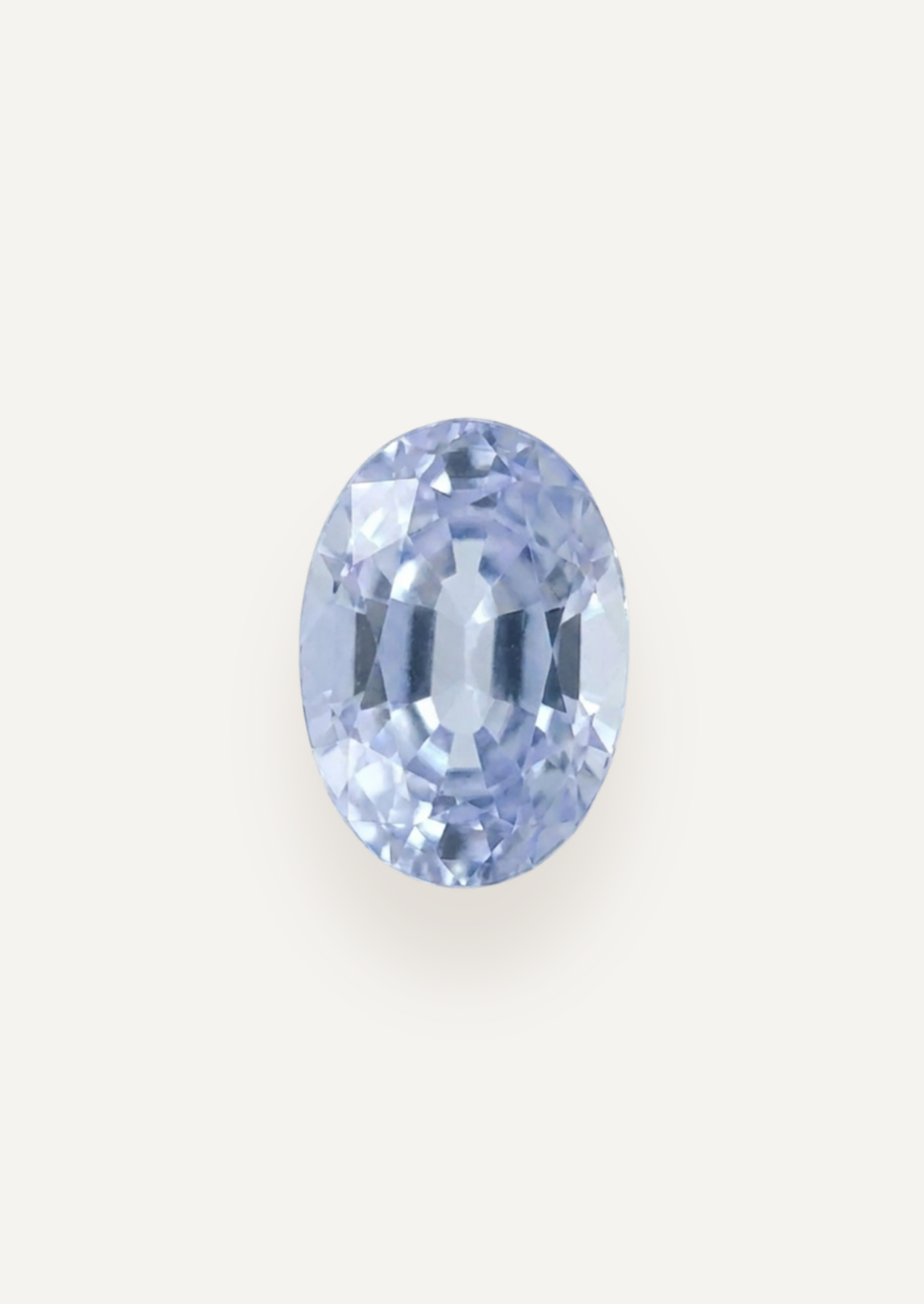 Face up product view showing pale ice blue in an oval outline with a broad stepped centre.