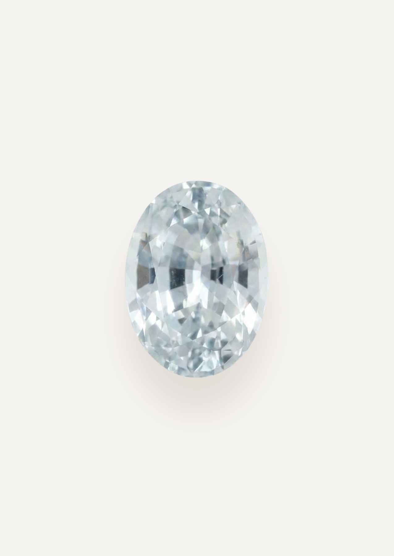 Face up product view showing very pale ice blue in a simple oval outline.