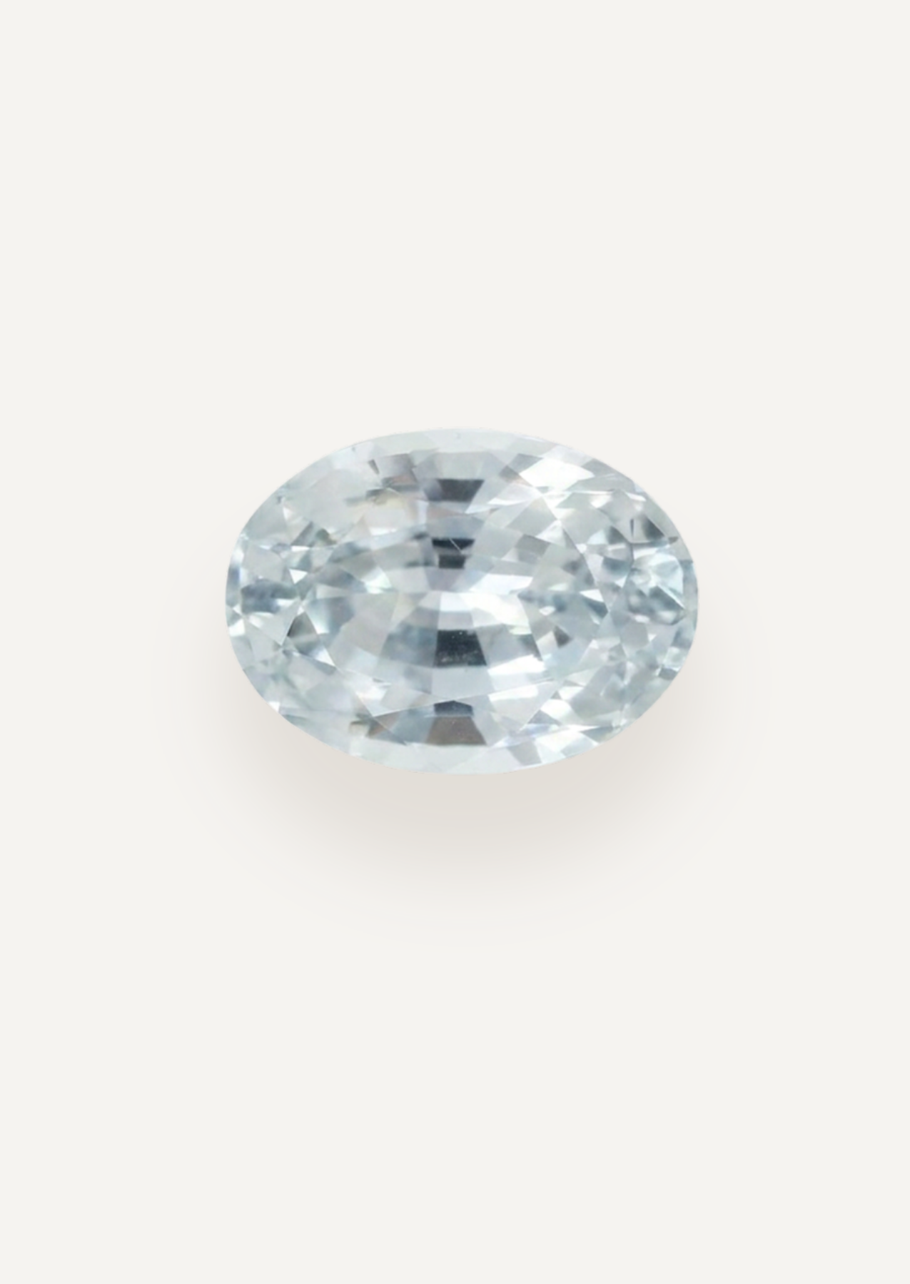 Alternate face up product view showing very pale ice blue in a simple oval outline.