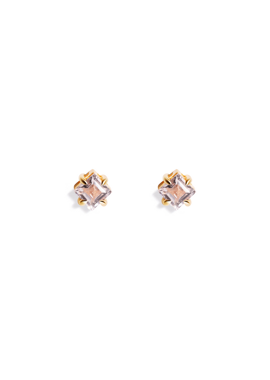 The Poppy Pink Morganite 9ct Solid Gold Stud Earrings
