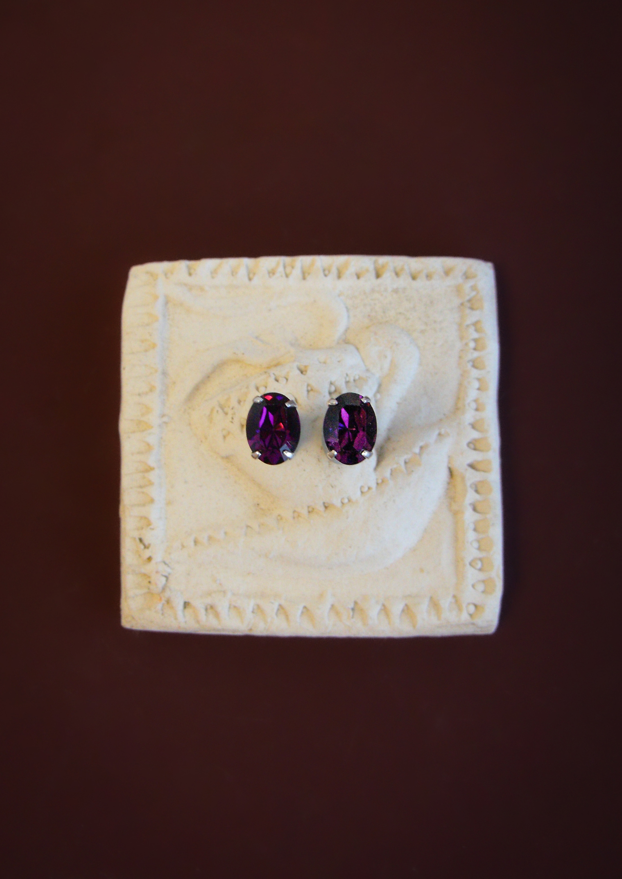 The Bonbon Amethyst Crystal Sterling Silver Stud Earrings
