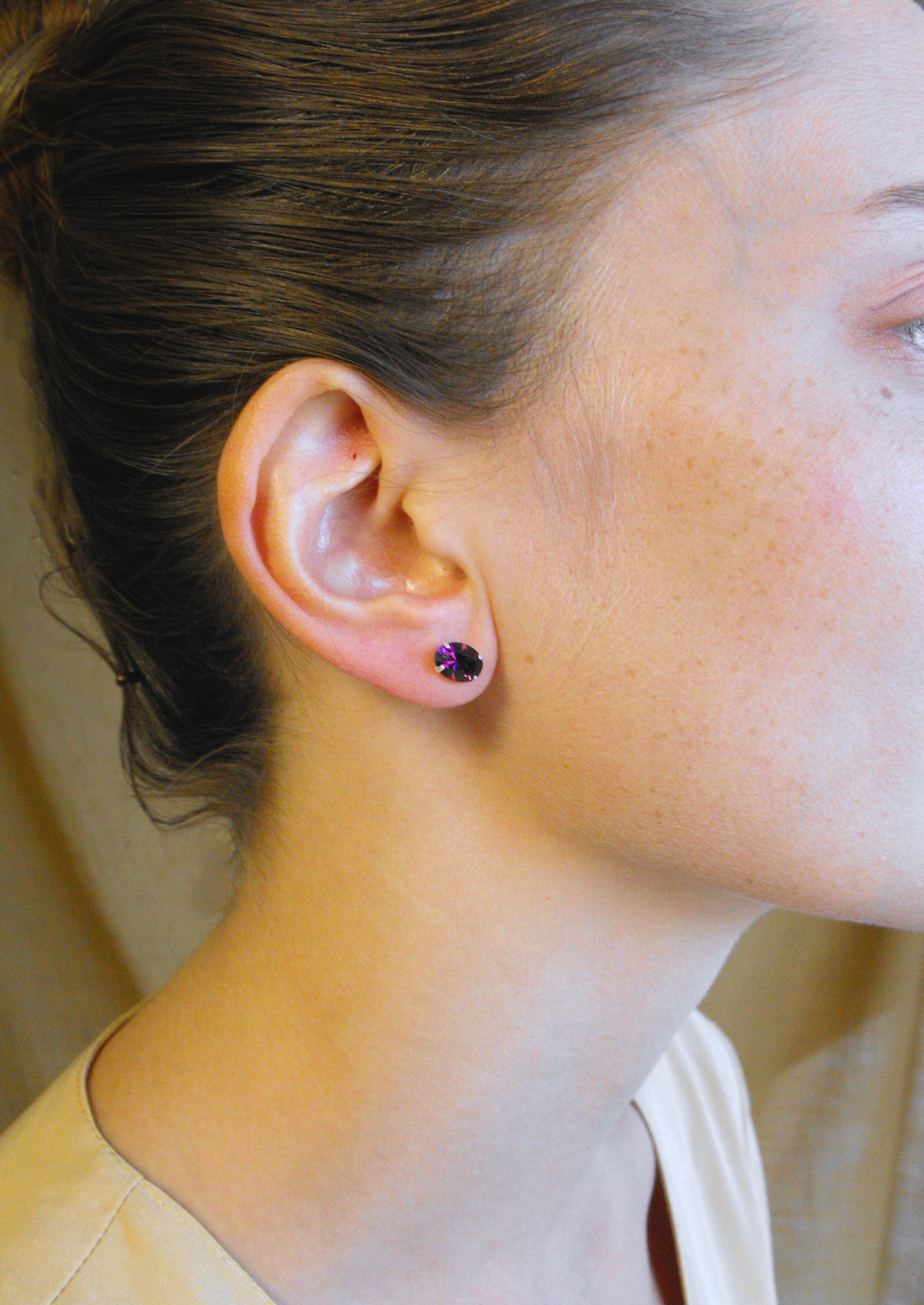 The Bonbon Amethyst Crystal Sterling Silver Stud Earrings