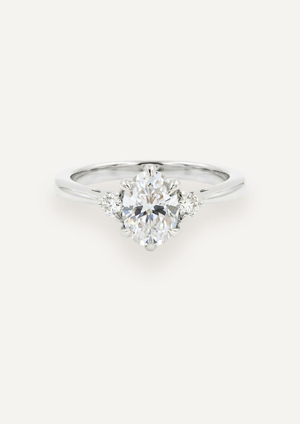 The Esme Three-Stone Ring in Platinum