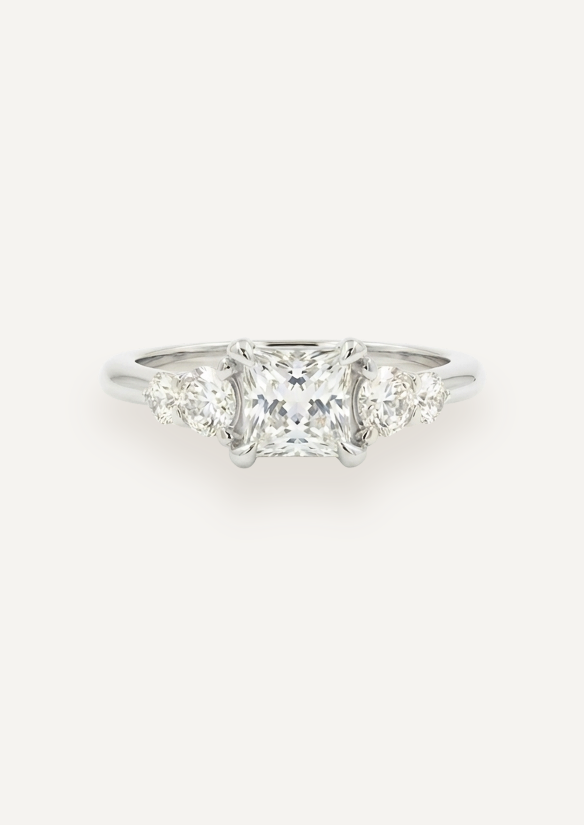 Alternate front view of the Vera five-stone ring in white gold