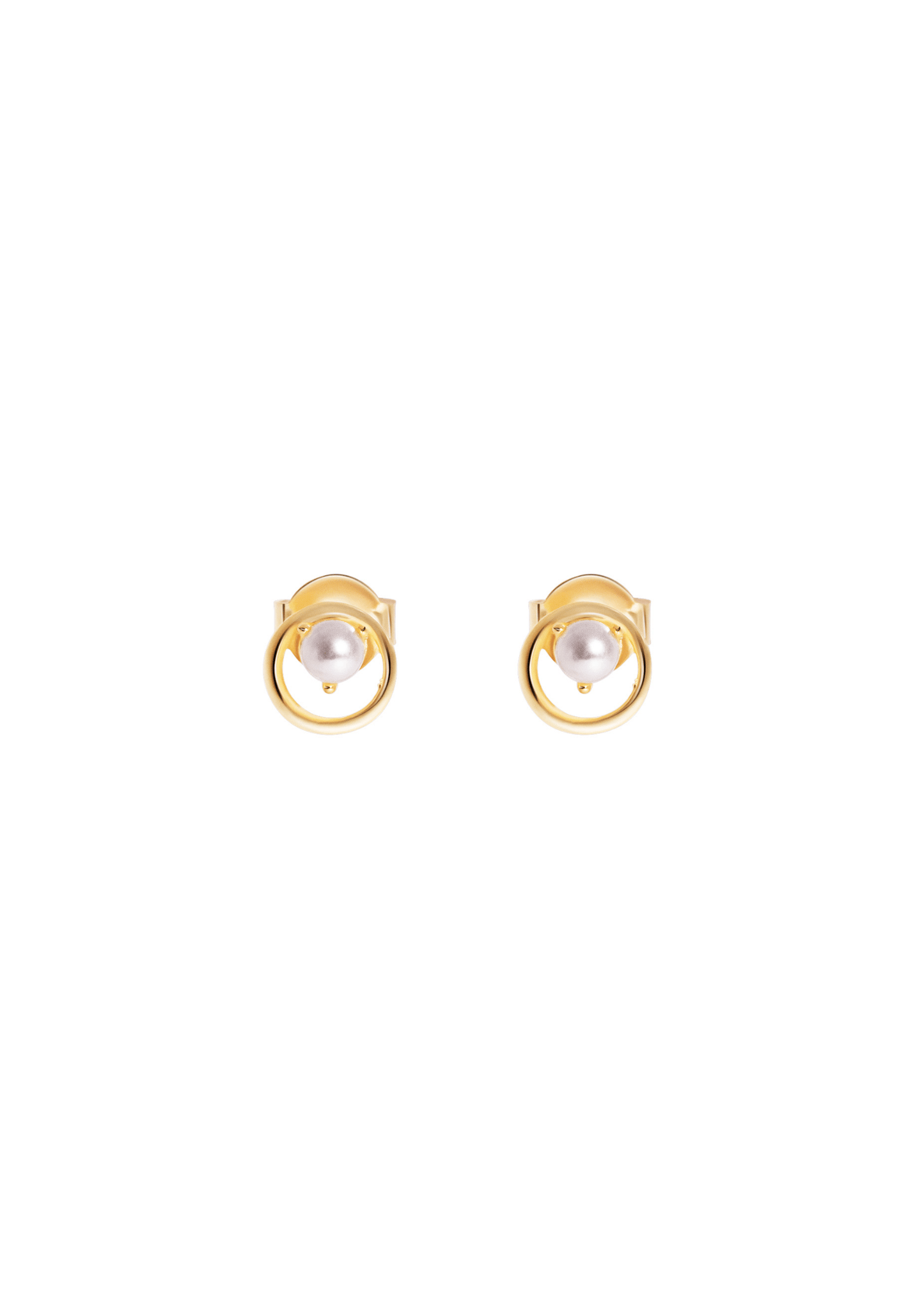 The Halo Pearl 14ct Gold Vermeil Stud Earrings - Molten Store