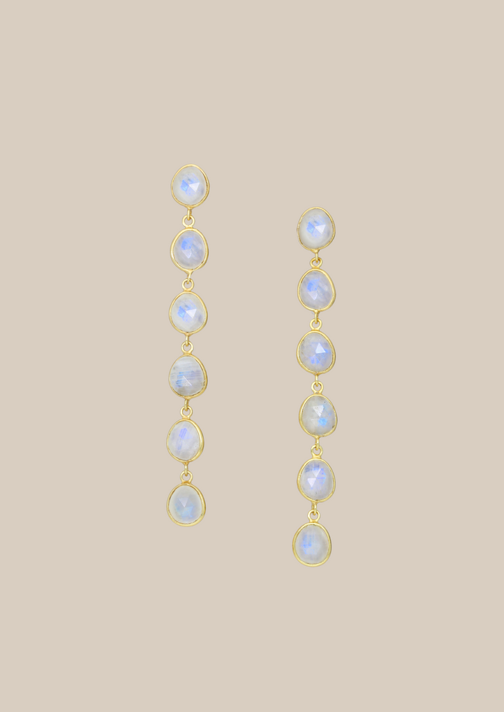 The Ether Gold Vermeil Rainbow Moonstone Earrings