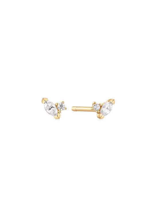 The Duet Cultured Diamond 9ct Solid Gold Stud Earrings (Pair)