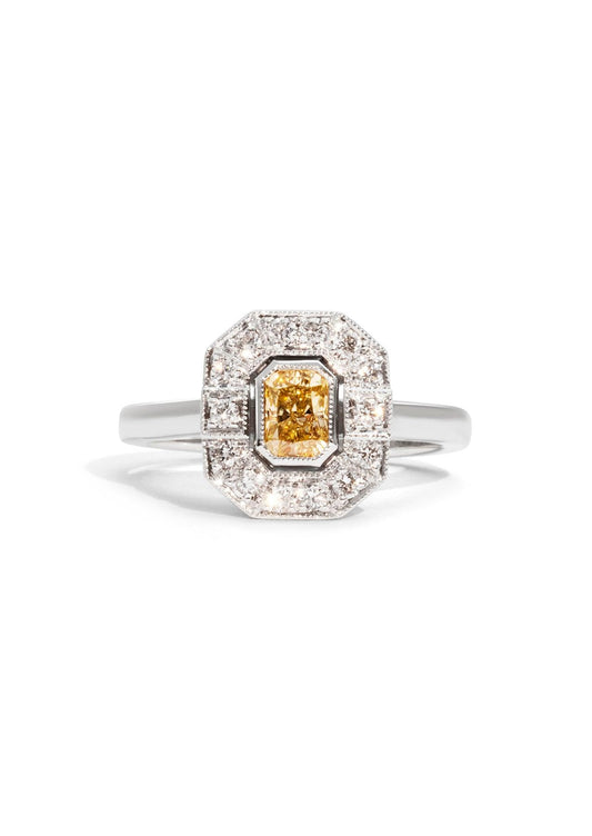 The Eleadora Ring with 0.91ct Cushion Yellow Diamond - Molten Store