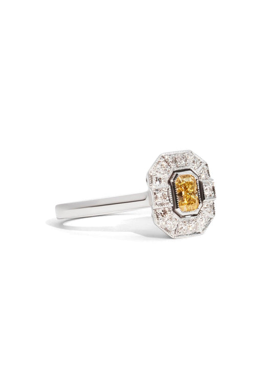 The Eleadora Ring with 0.91ct Cushion Yellow Diamond - Molten Store