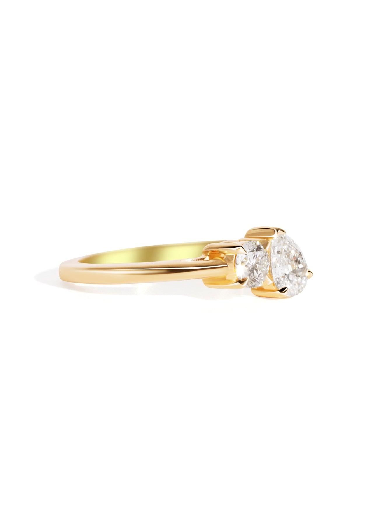The Toi Et Moi Ring with 0.26ct Round and 0.42ct Pear Cultured Diamond - Molten Store