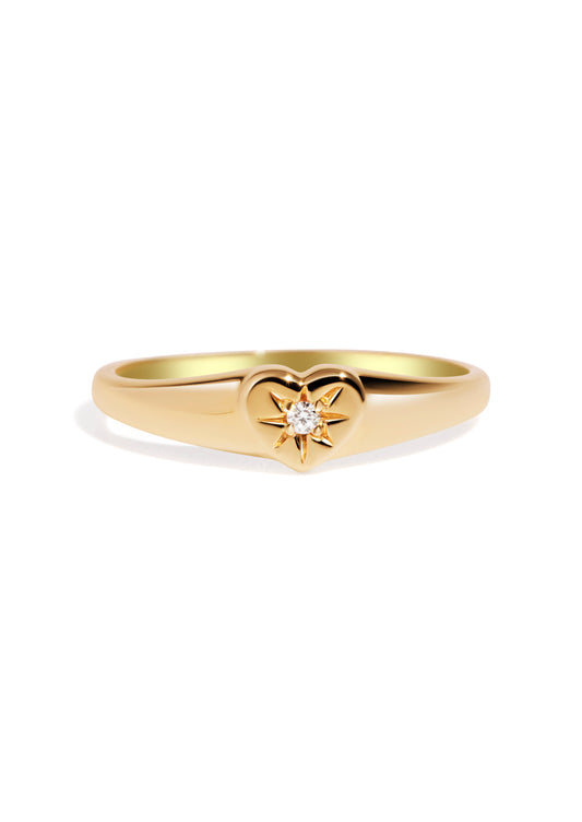 The Diamond Heart 9ct Solid Gold Signet Ring