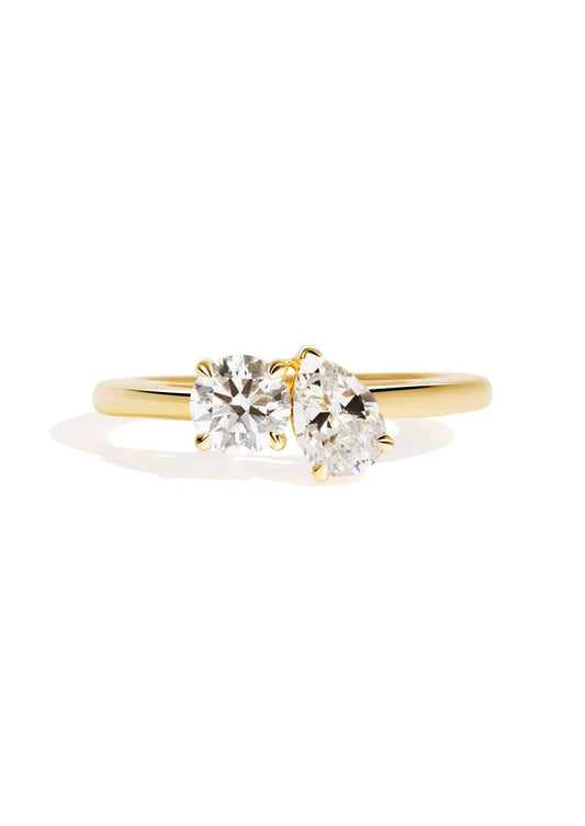 The Toi Et Moi 0.5ct Round and 0.5ct Pear Cultured Diamond Ring - Molten Store