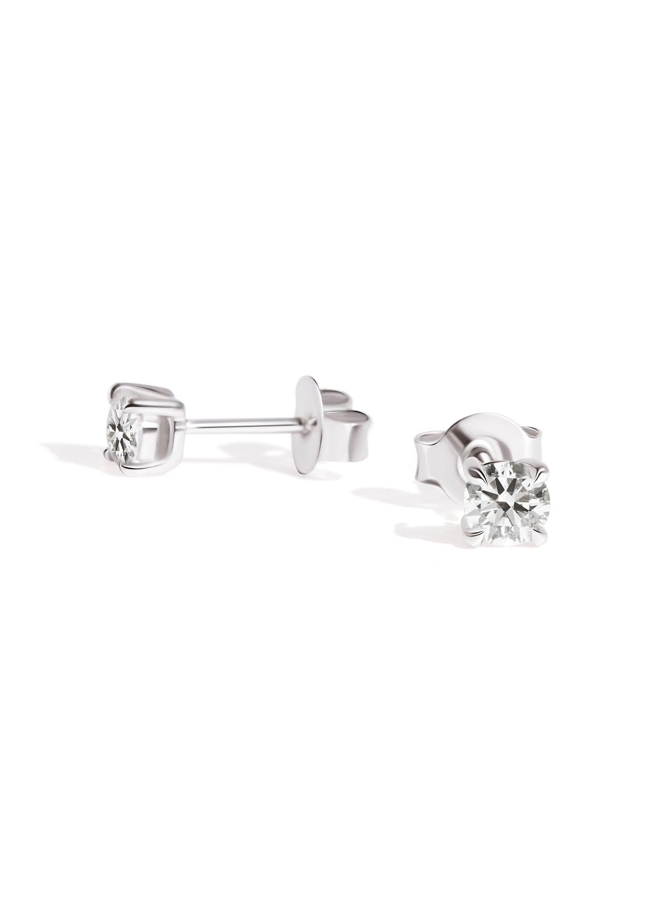 The Poe White Gold Round Cultured Diamond Earrings